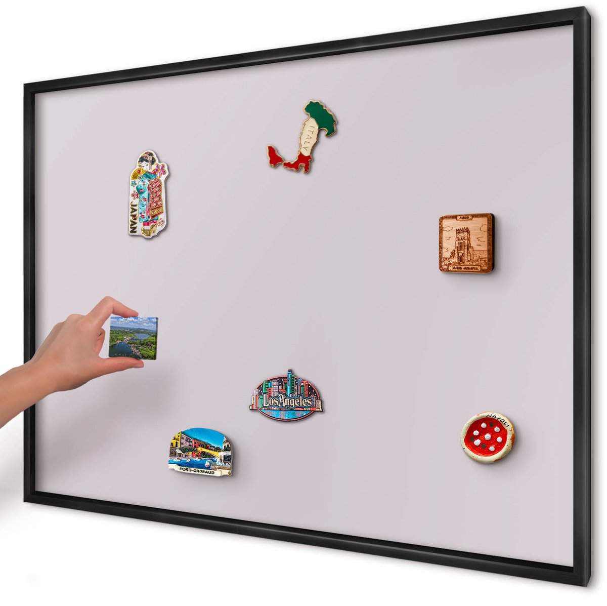 Artprintcave Paars Magneetbord mit Zwart Frame - 100x70 cm - Licht Lila Magneetbord Voor Keuken - Minimalist Notitiebord - Achtergronden En Patronen