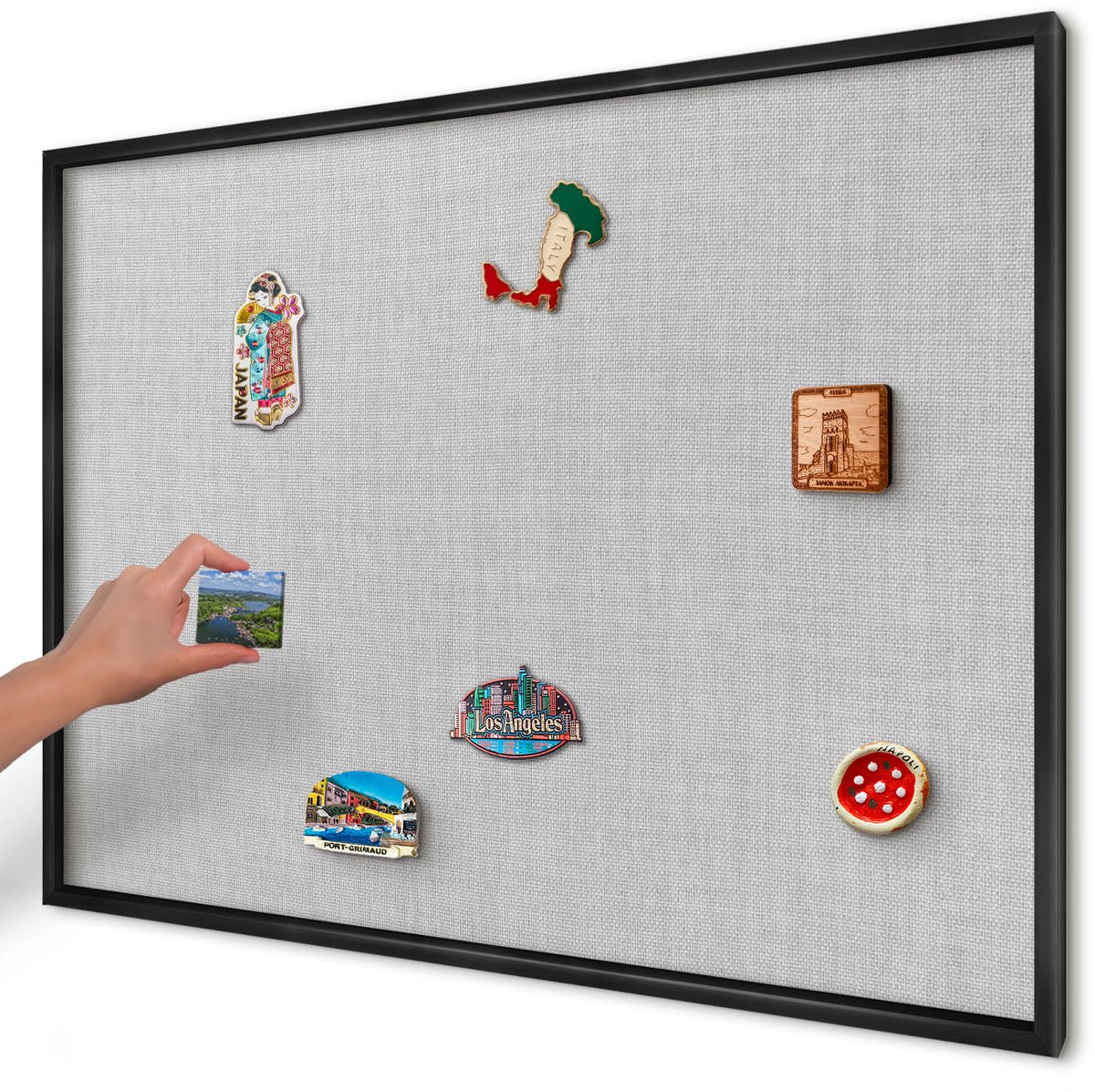 Artprintcave Grijs Magneetbord mit Zwart Frame - 100x70 cm - Subtiele Elegantie Magnetisch Bord - Minimalist Bord Voor Magneten - Texturen