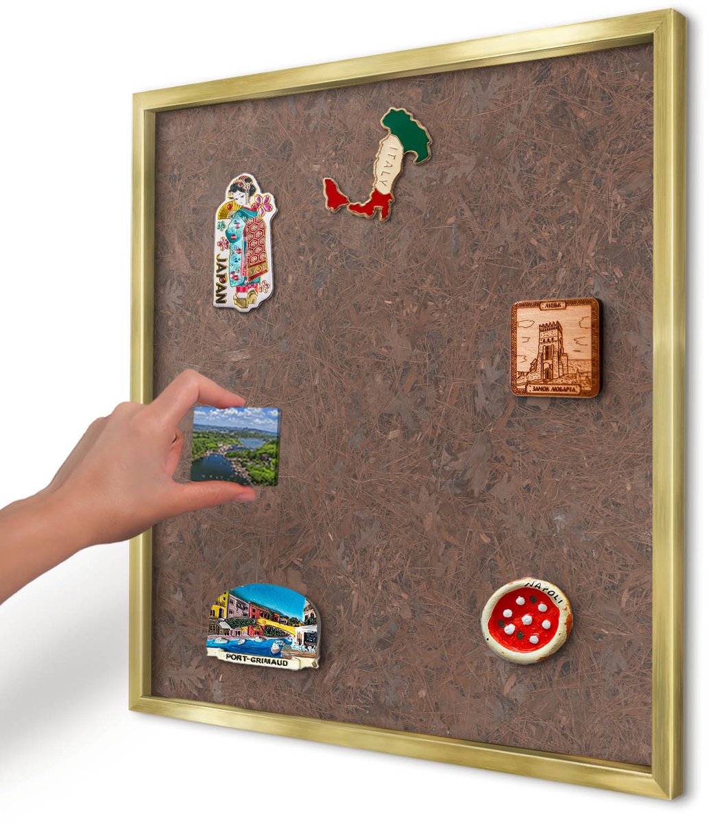 Artprintcave Bruin Magneetbord mit Gouden Frame - 50x50 cm - Herfsttapijt Magneetbord Voor Foto's - Rustiek Wandbord Magnetisch - Natuur