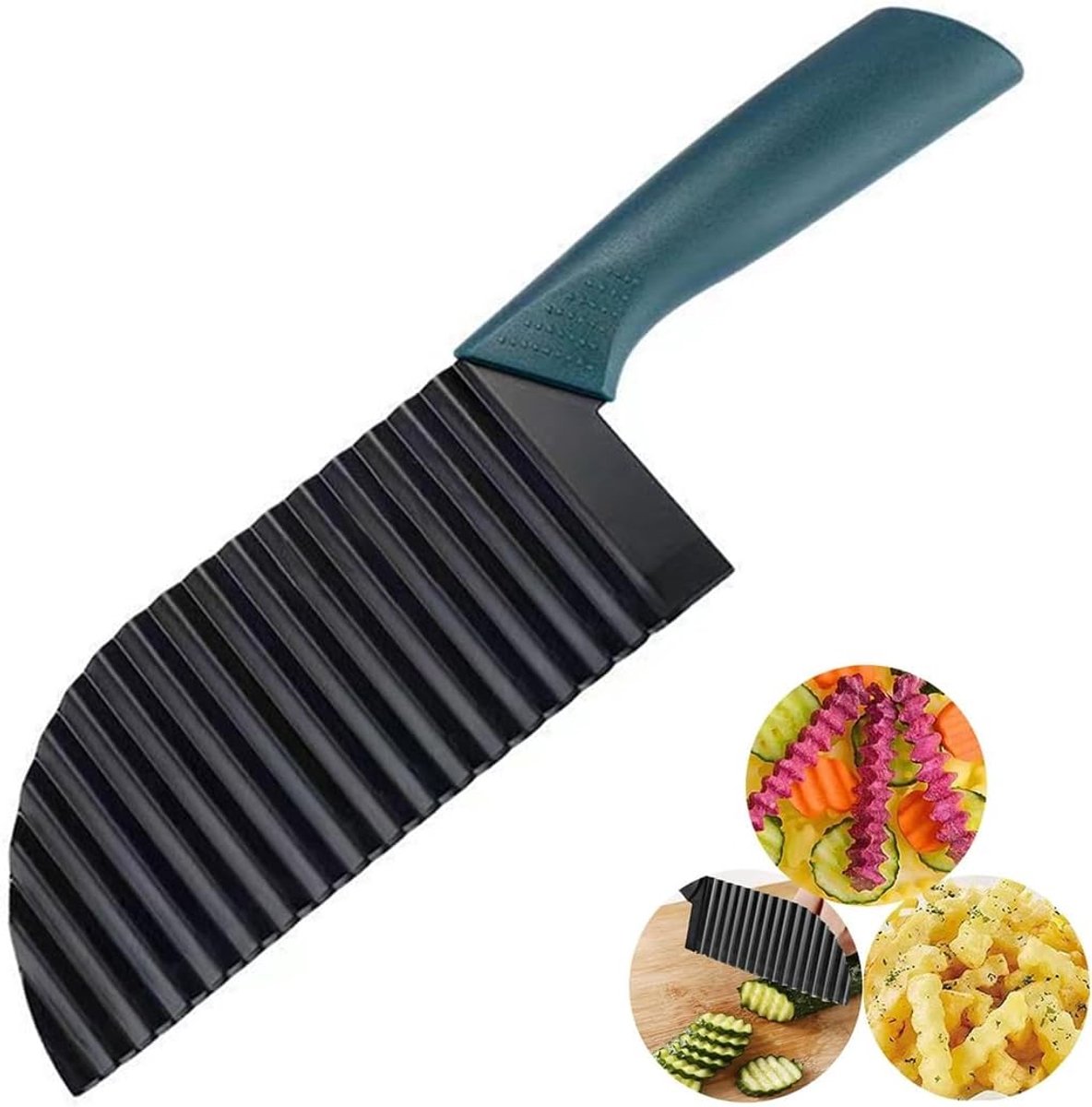 Wellenmesser voor aardappels, Wellensnijder van 304 roestvrij staal, aardappelsnijder mes, Crinkle Cutter frietsnijder, voor groenten, wortels, uien, fruit