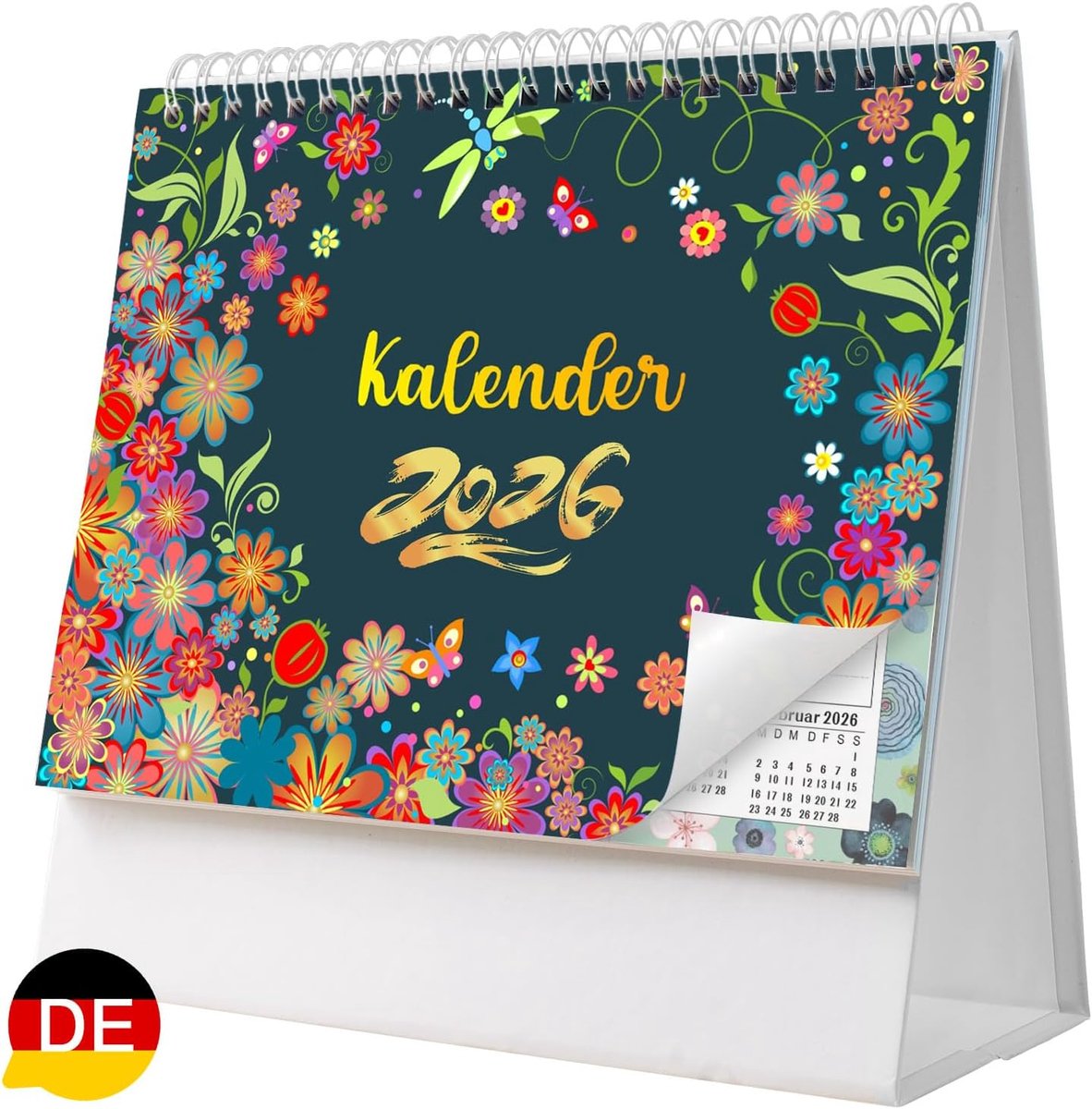 SnelShoppen - Bureaukalender 2025-2026 - Compacte Duitse kalender van november 2025 tot december 2026 - 20,0 x 20,5 cm - Elegante bureau-accessoire vo