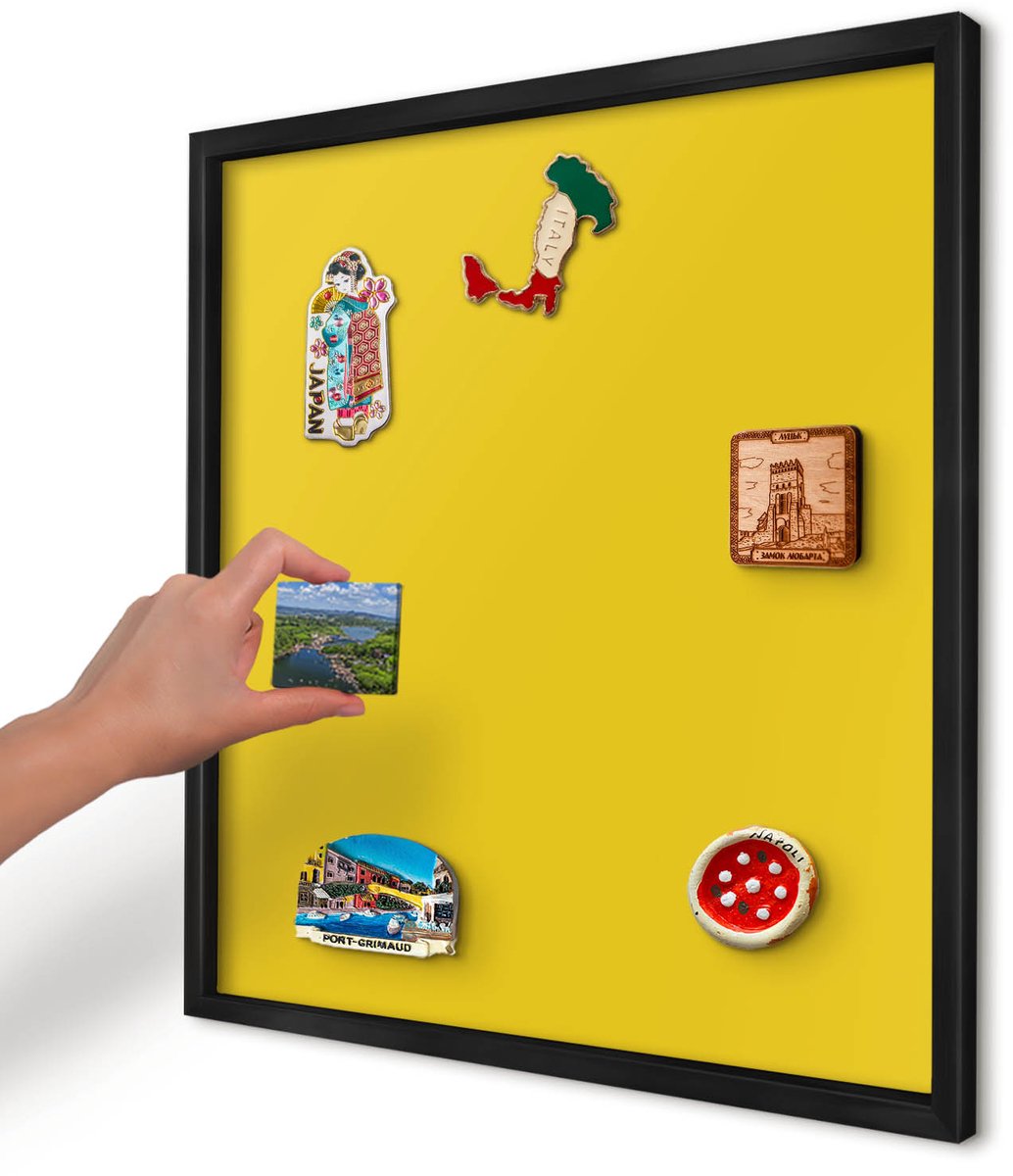 Artprintcave Geel Magneetbord mit Zwart Frame - 50x50 cm - Intens Geel Magnetisch Bord - Minimalist Bord Voor Magneten - Achtergronden En Patronen