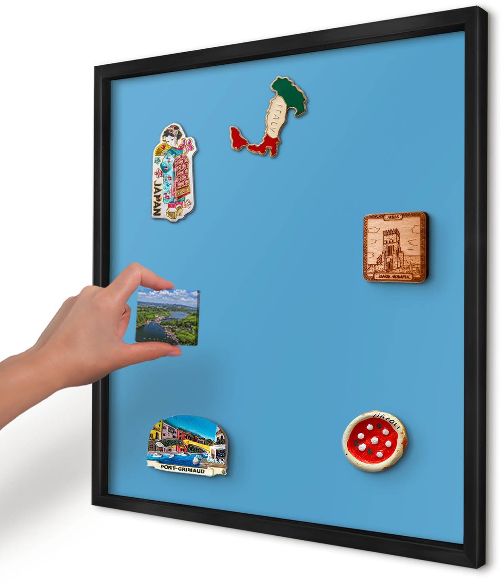 Artprintcave Blauw Magneetbord mit Zwart Frame - 50x50 cm - Blauw Water Magnetisch Bord Voor Magneten - Minimalist Magnetisch Bord - Achtergronden En Patronen