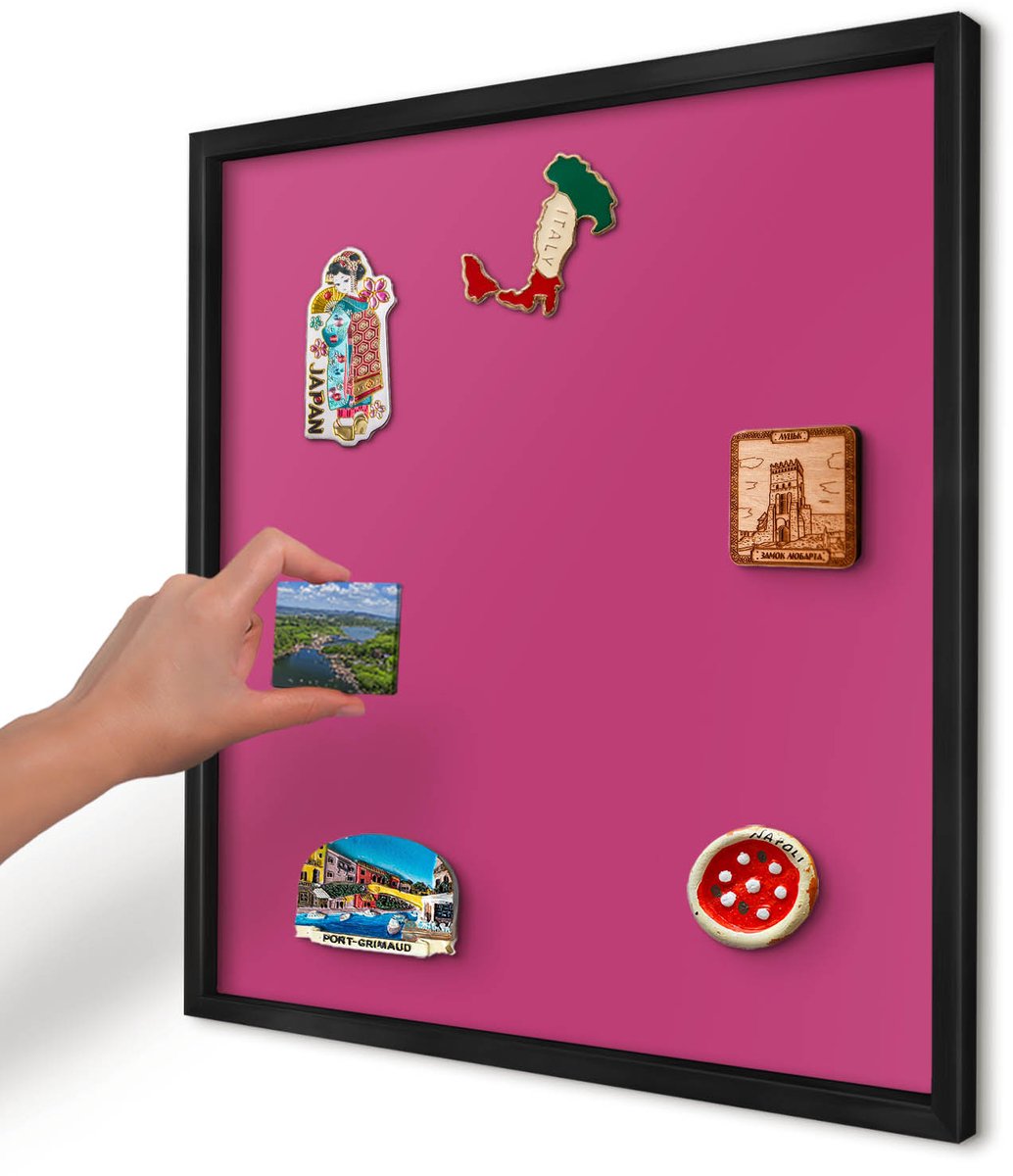 Artprintcave Roze Magneetbord mit Zwart Frame - 50x50 cm - Intens Roze Magneet Bord mit Frame - Minimalist Memobord Keuken - Achtergronden En Patronen