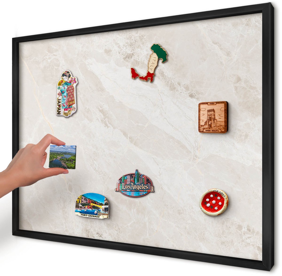 Artprintcave Beige Magneetbord mit Zwart Frame - 70x50 cm - Romige Elegantie Magneet Bord mit Frame - Minimalist Bord Voor Magneten - Texturen
