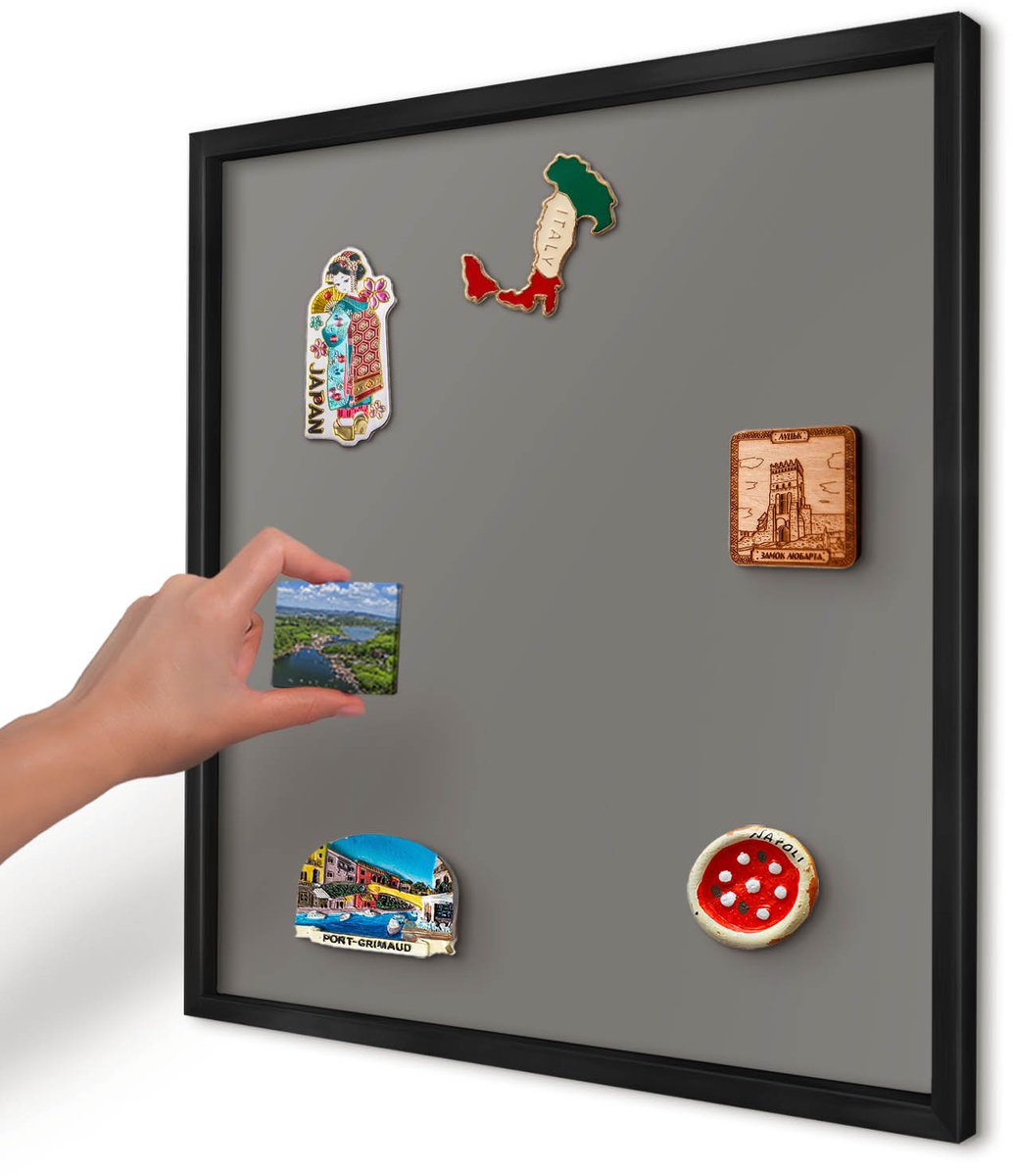 Artprintcave Blauw Magneetbord mit Zwart Frame - 50x50 cm - Donkergrijs Magnetische Organizer - Minimalist Memobord Keuken - Achtergronden En Patronen
