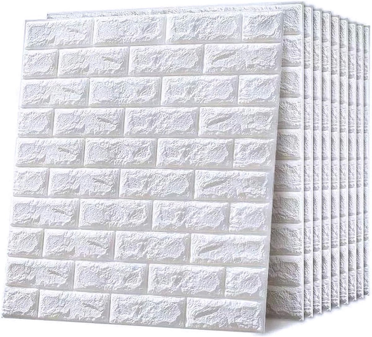 Behang, zelfklevend, wandpanelen, wit, 77 x 70 cm, modern
