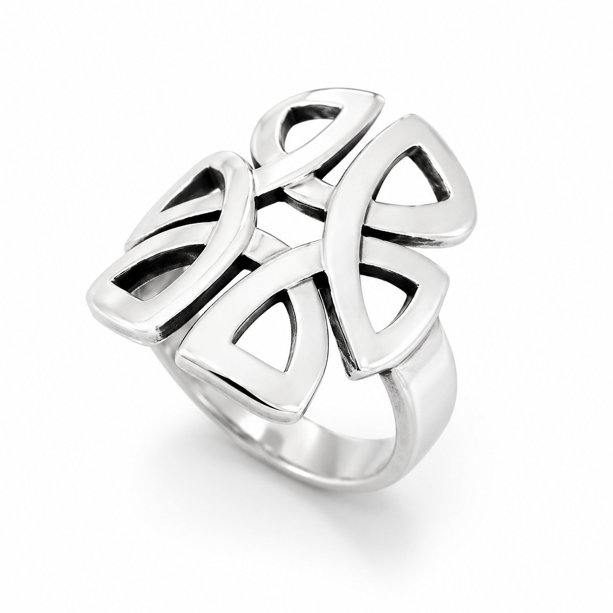 925 Zilveren Damesring – Keltisch Design – Opengewerkte Statement Ring – Sterling Zilver – 17.5 mm- Modern & Tijdloos