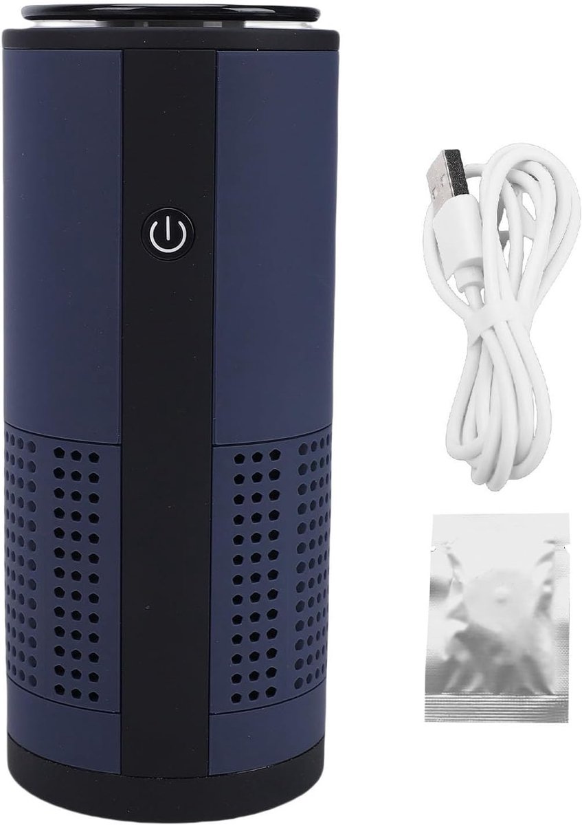 SnelShoppen - Draagbare Auto Luchtreiniger - Draadloos USB Opladen - HEPA Filter - 360 Graden Luchtstroom - Stillere Werking 35DB - Donkerblauw - Verw