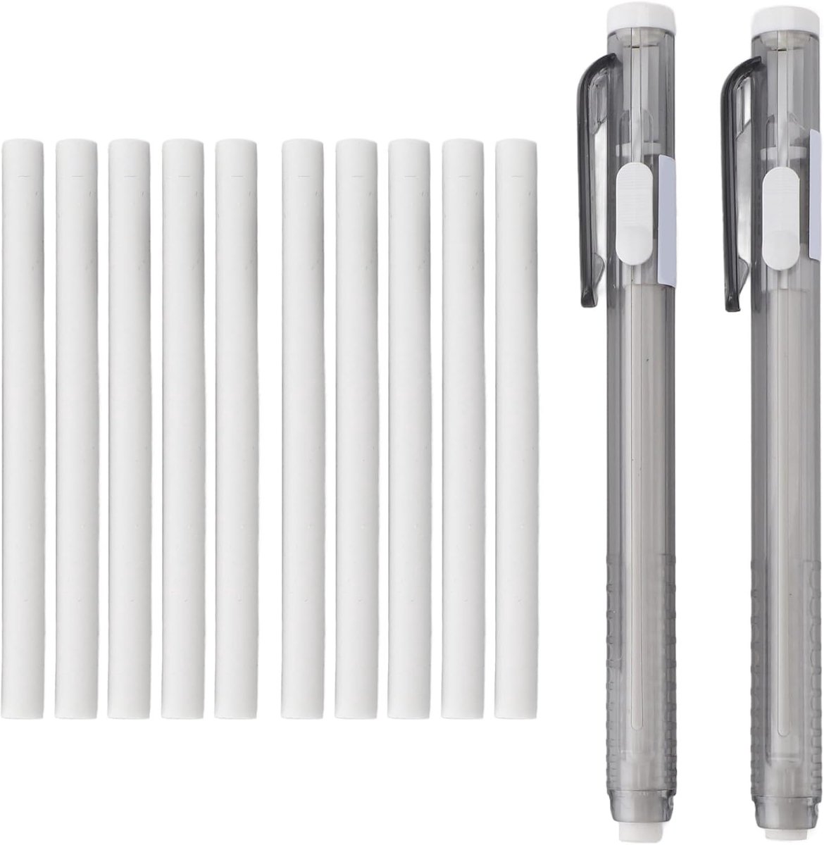 SnelShoppen - Retractable Mechanical Eraser Pen Set - 2 Vullingen en 10 Rubber Navullingen - Duurzaam Plastic - Perfect voor School, Kantoor, Studente