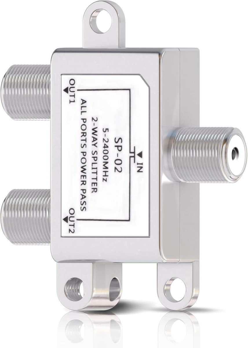 2-weg satellietsplitter, tv-antennesplitter, 2 uitgangen