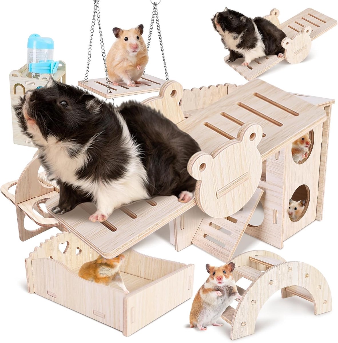 Speelgoed Van Hout Met Drinkfontein, Hamsterhuis Van Hout