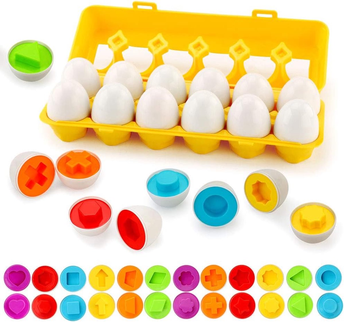 eieren kleur- en vormherkenning sorteerder puzzel vaardigheden educatief speelgoed voor kinderen en peuters om kleur en vorm te leren (vorm)