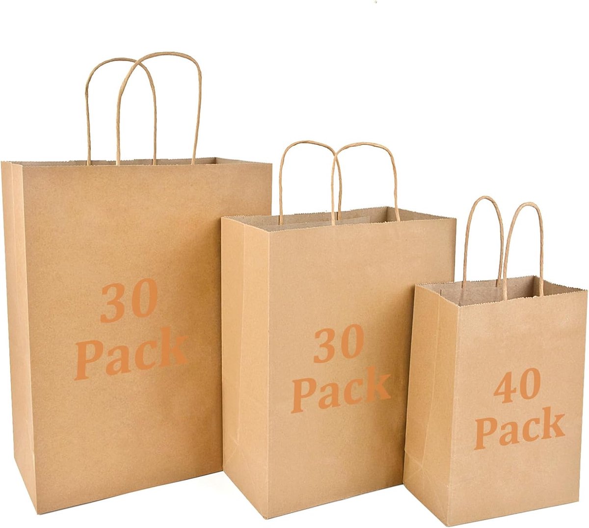 Papieren tas met handvatten - mix van maten - bruin kraft papier - ideaal voor cadeaus - ShopVlot