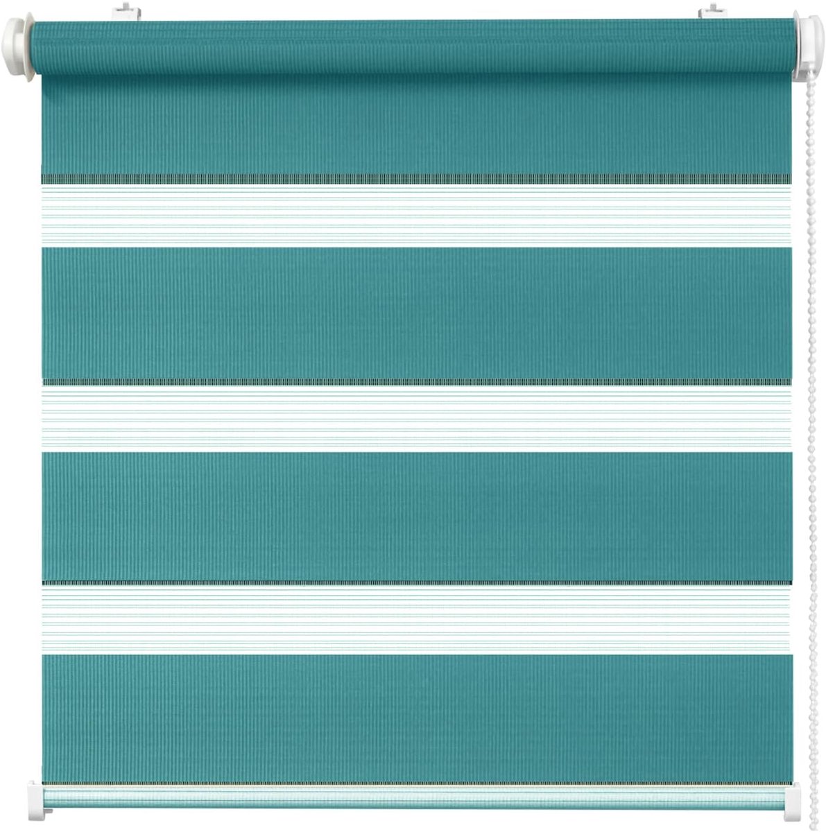SnelShoppen - Double Roller Blind Turquoise 85 x 150 cm - Duo Rolgordijn met Klemhouders, Geen Boren, Transparant en Zwart-Out