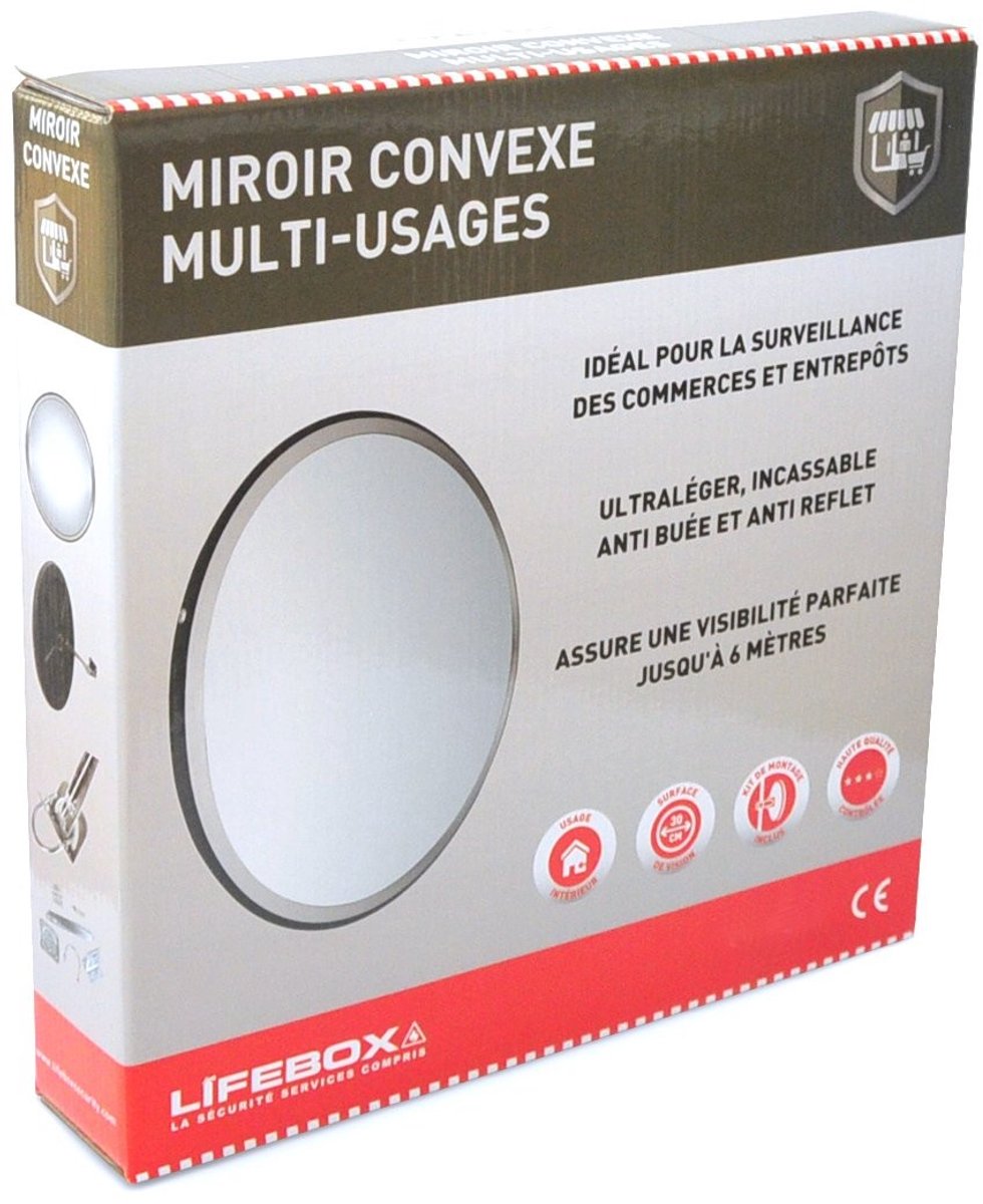 Omgoods - Convex Spiegel voor Panoramisch Toezicht, Zwart 30 cm