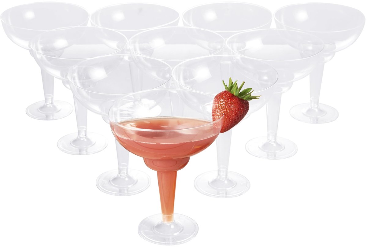 Omgoods - Set van 10 Elegante Plastic Margarita Glazen - Herbruikbaar voor Feestjes