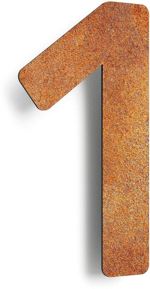 Omgoods - Vintage Huisnummer 1 - Weerbestendig en Duurzaam Retro Huisnummerplaatje 14 cm