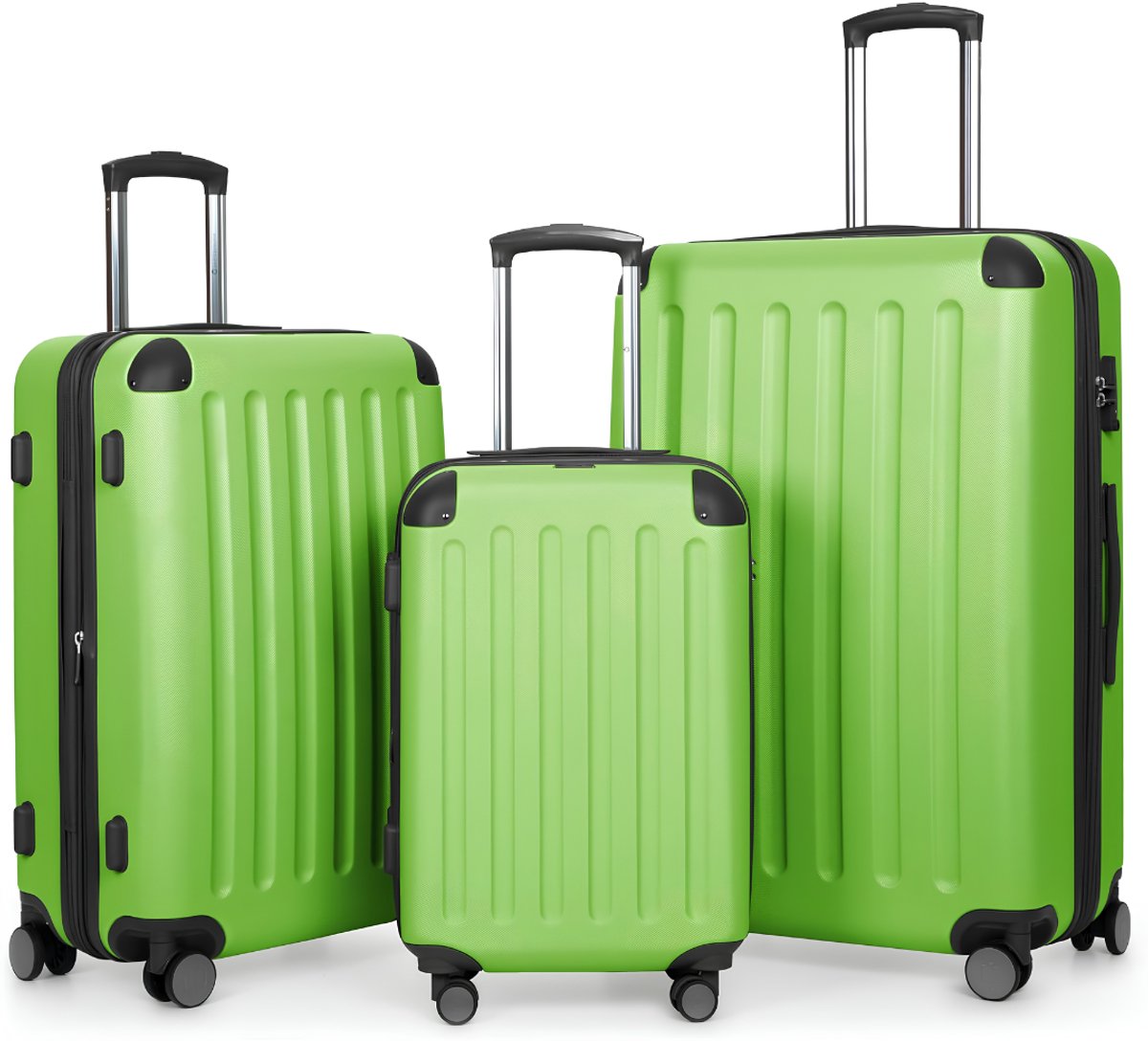 SP® Kofferset - Koffer Handbagage - Reiskoffer Set - Groen - 35cm x 47cm x 75cm
