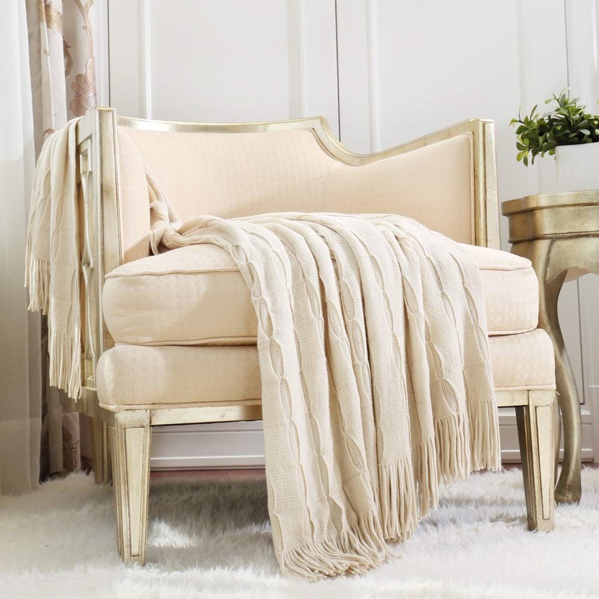 Omgoods - Rustieke Sofa Dekbedovertrek - Beige/Ivory 127 x 152 cm