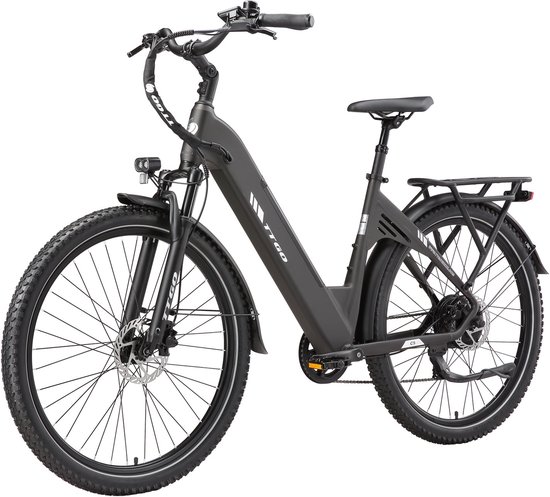 TTGO C5 Elektrische Fiets - 250W Motor - 48V 13.5Ah Accu - 90-110 km Bereik - 27.5"×2.4" Banden - Drievoudige Vering - Shimano 7s - Hydraulische Schijfremmen - Grijs van TTGO — afbeelding 2