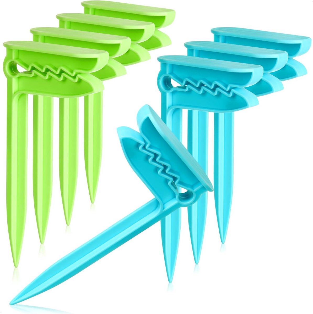 Set van 8 - Strandlaken klem - Dekenclips - Clips - Handdoekclips - Winddicht en stevig - Herbruikbaar - Gemakkelijk te wassen - Lichtgewicht en draagbaar - Geschikt voor strandhanddoeken, picknicks en kamperen - Groen en blauw