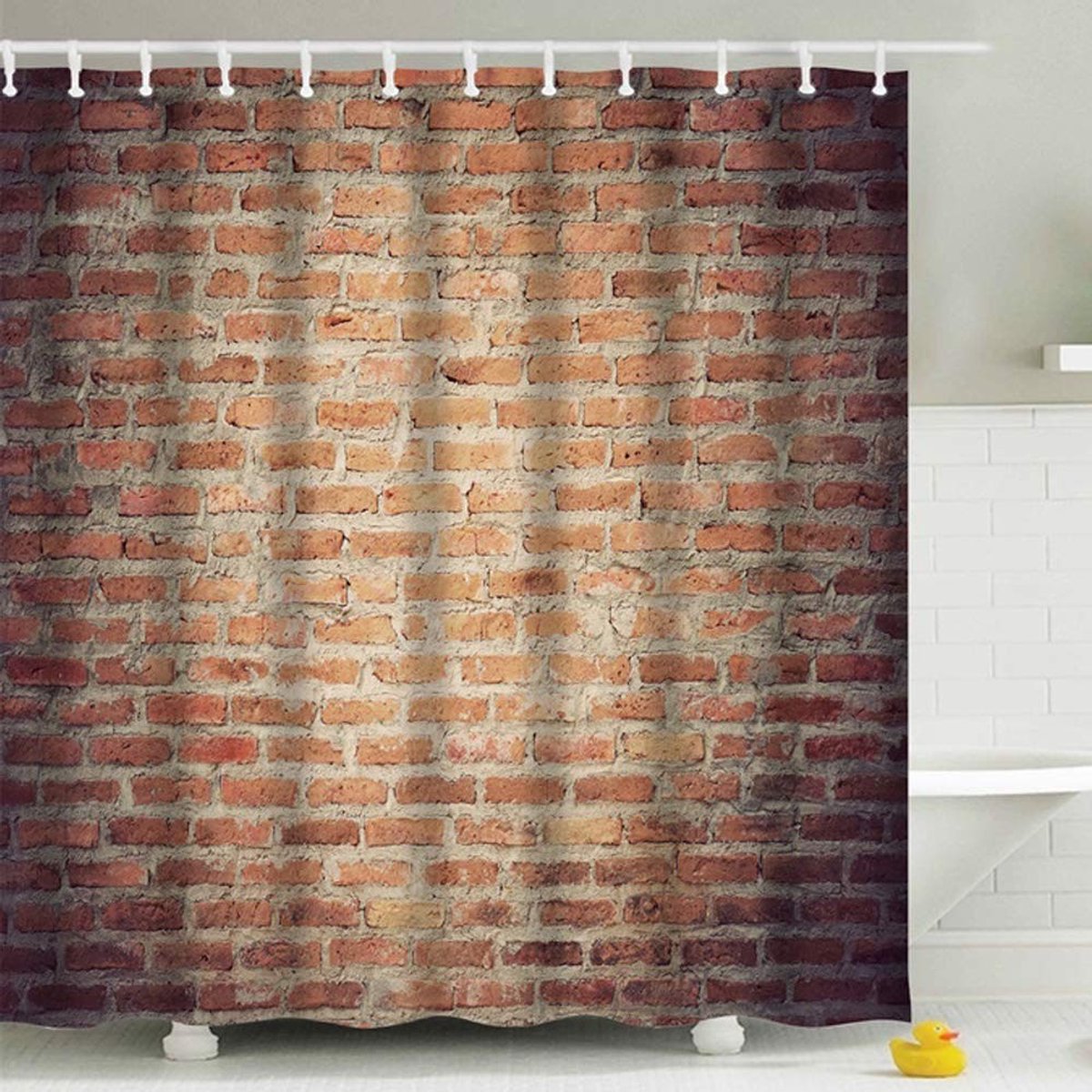 Omgoods - Douchegordijn met Brick Wall Print 70 x 78 Inch