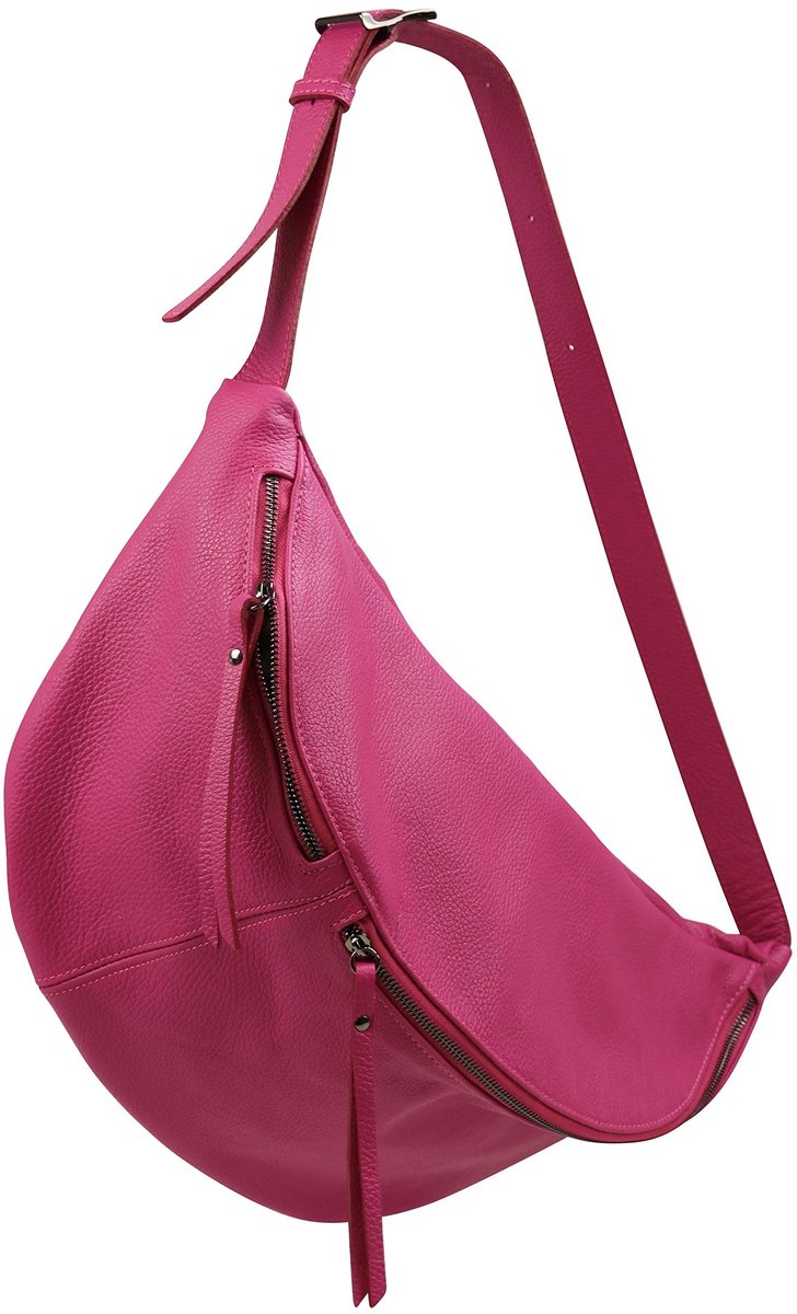 Omgoods - Dames Unisex Leer Schoudertas - Grote Heuptas voor Festivals en Reizen in Roze