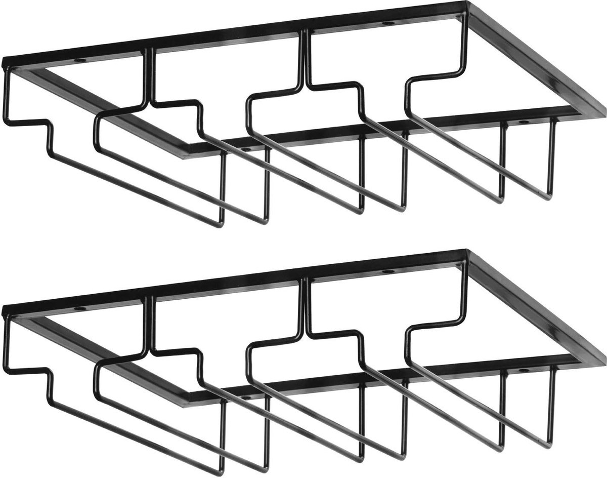 Omgoods - Wijnrek voor Onderkast - Metalen Glazenhouder voor Keuken en Bar