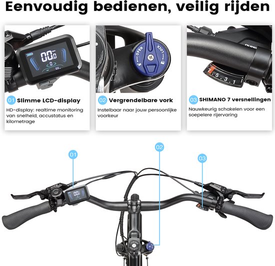 Maxtron Urban8 Elektrische stadsfiets - 28 inch - Ananda M60 middenmotor - hydraulische schijfremmen - 36V 460,8 Wh accu - koppelsensor - Shimano versnellingssysteem- zwart van Maxtron — afbeelding 5