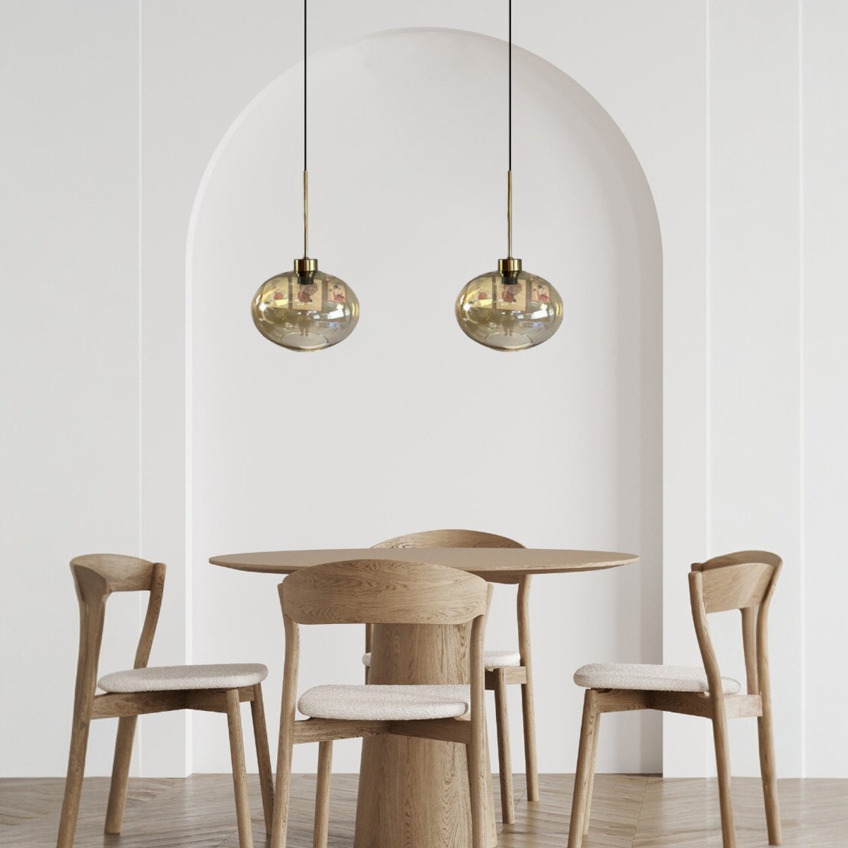 Bamyum Solvia hanglamp, industriële Modern stijl, Ø20 cm, honingkleur metalen lamp