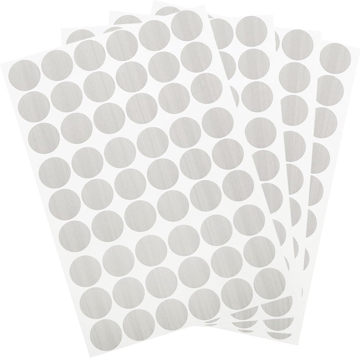 4 vellen/216 stuks stickers voor schroefgaten, 21 mm, zelfklevende stickers van pvc, voor het afdekken van ronde schroeven, stofdicht, meubels, hout, kasten, planken, grijs gestructureerd