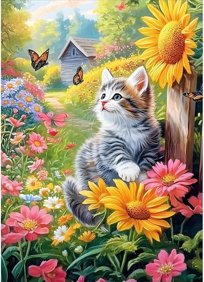 Kitten Diamond Painting Kits voor beginners en volwassenen, 5D Diy