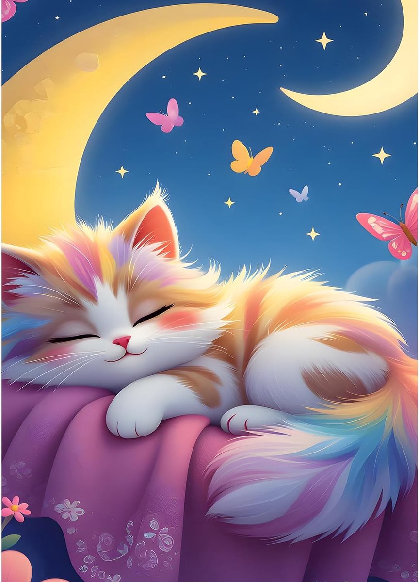 Slaapping Cat Diamond Painting Kits voor volwassenen, beginners, 5D