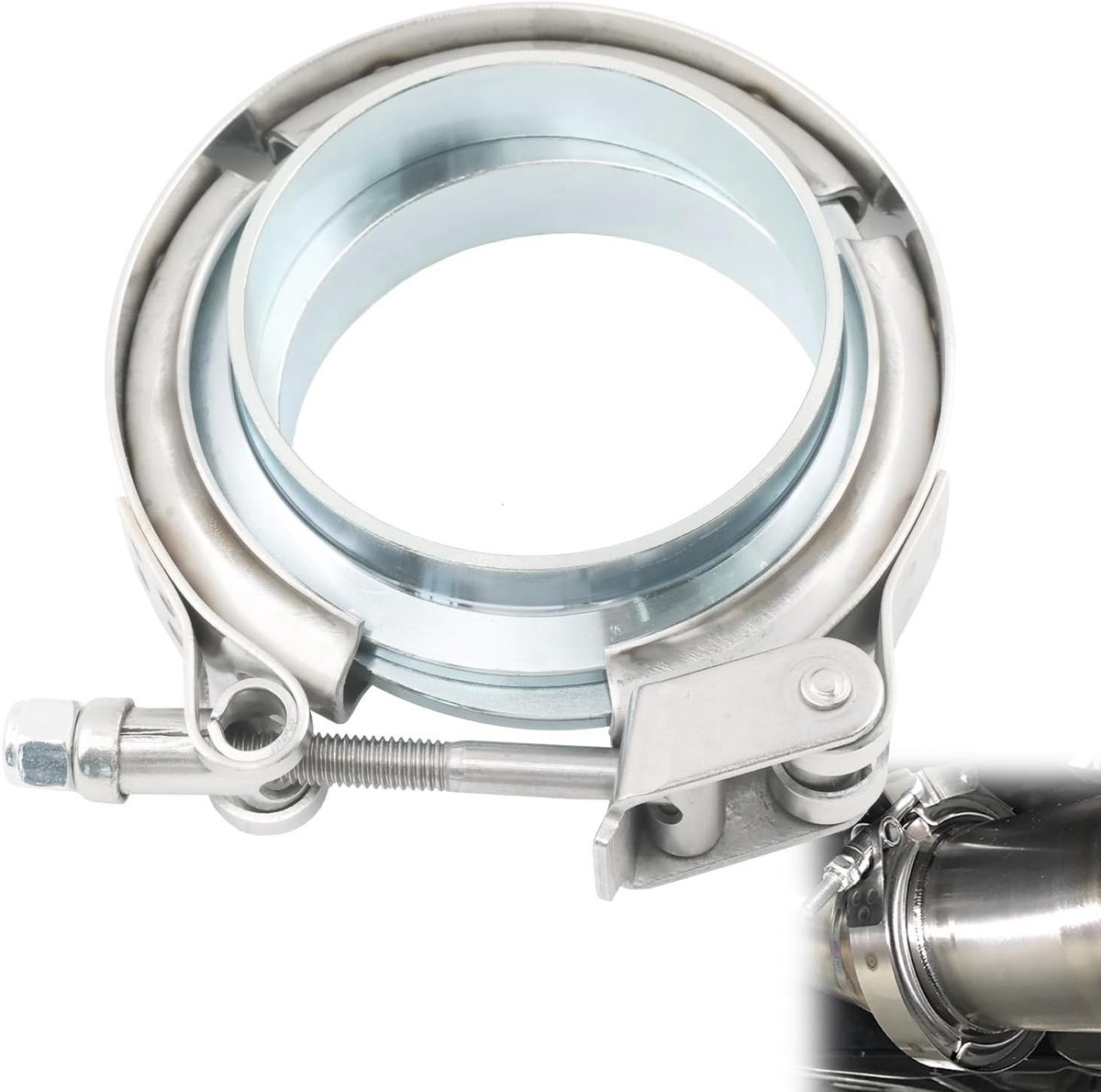 2,5 inch roestvrijstalen klem met snelsluiting, V-bandklem, 304 roestvrijstalen turbobuisklem met mannelijke en vrouwelijke flens, geschikt voor intercooler, uitlaat en dieselmotoren（63mm）