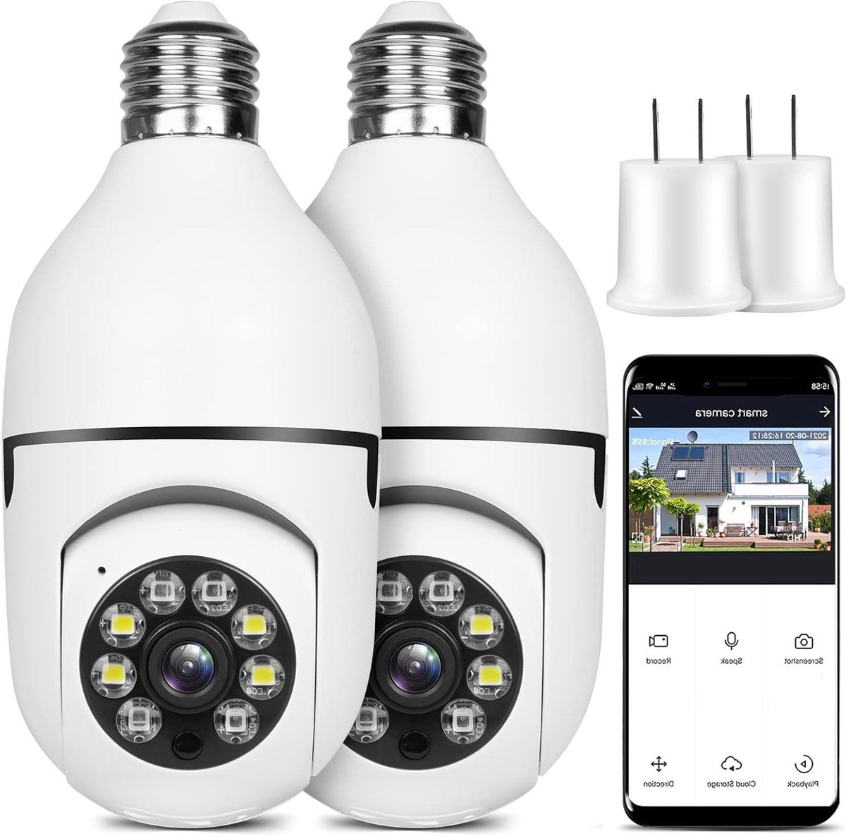 Beveiligingscamera - WIFI Camera IP Camera - Huisbewaking - 360 Graden Panoramisch - 1080p HD - Wit