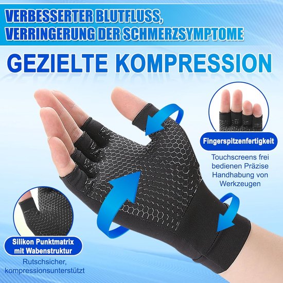 Compressiehandschoenen voor vrouwen en mannen, artrose handschoenen tegen pijn, zwelling, carpaal tunnelsyndroom, stijlvolle compressie bij oedeem en peesontstekingen, XL — afbeelding 4