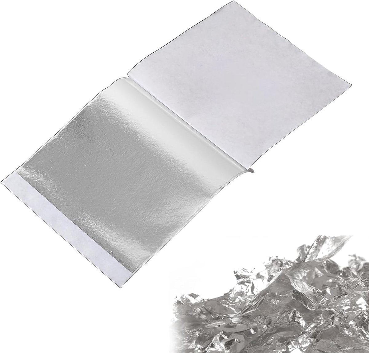100 stuks zilverbladvellen, imitatielabel, 14 x 14 cm, zilverfolie, handwerk, zilverfolie, voor schilderen, vergulden, decoratie, meubels, nagels (zilver, stijl C)