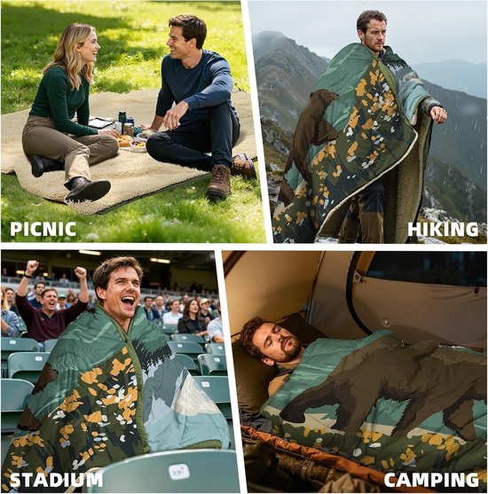 Thijox - Sherpa Campingdeken 3-in-1, Ultralicht, Warm, Waterdicht, Poncho en Slaapzak, Thermodeken voor Camping, Auto, Picknick, 145x van Thijox — afbeelding 3