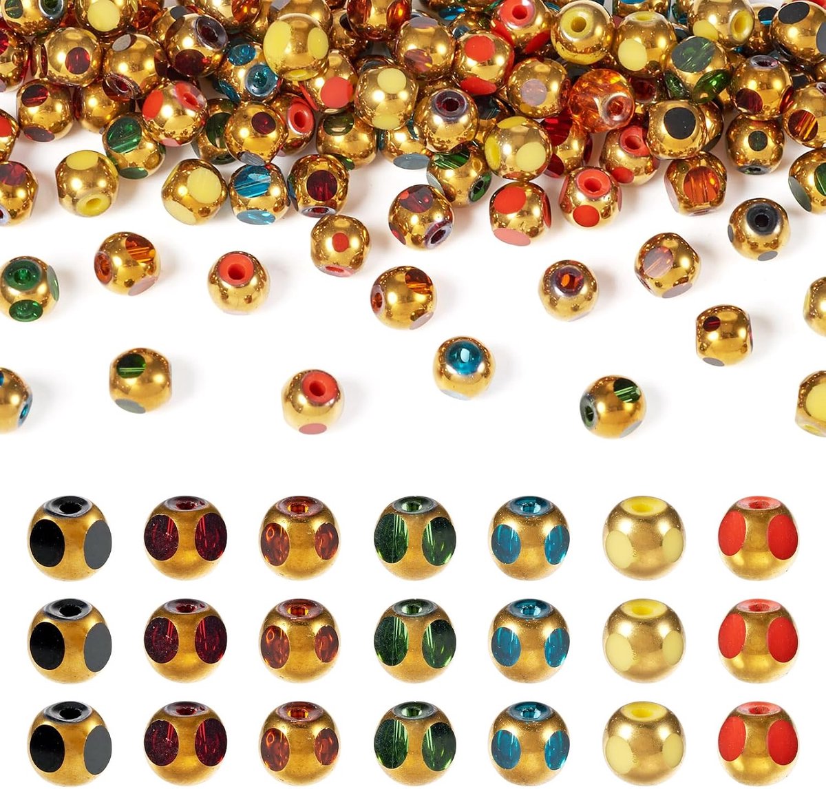 Kralen 7 kleuren plating ronde kralen glanzende kleine kleurrijke