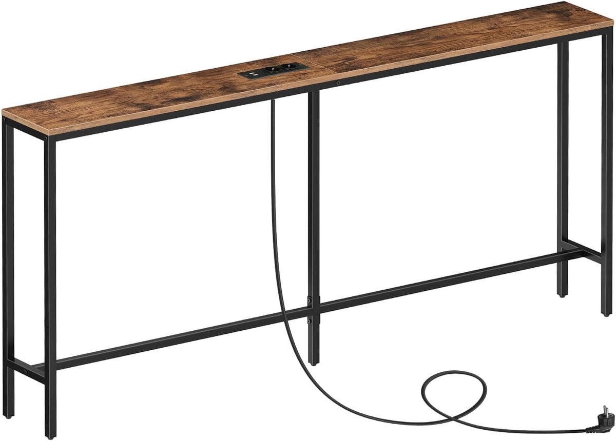 Slanke Consoletafel met Laadstation, Bijzettafel van 160 cm, Tafel in