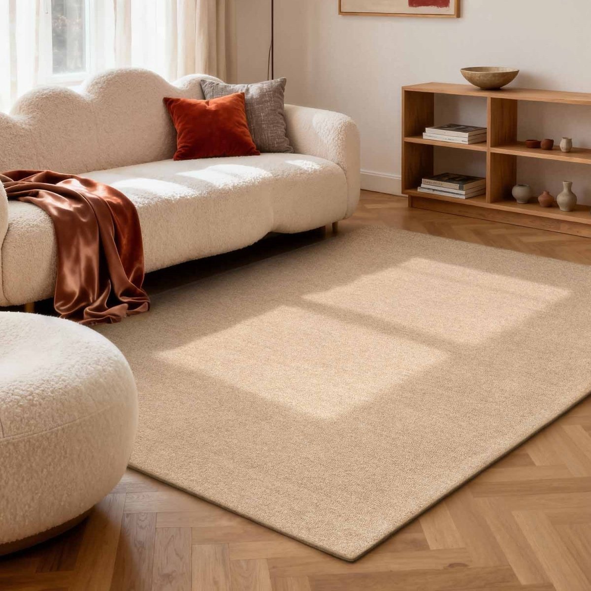 Elle Decoration Puristic wollen vloerkleed Knots Beige - 140 x 200 cm - (M)