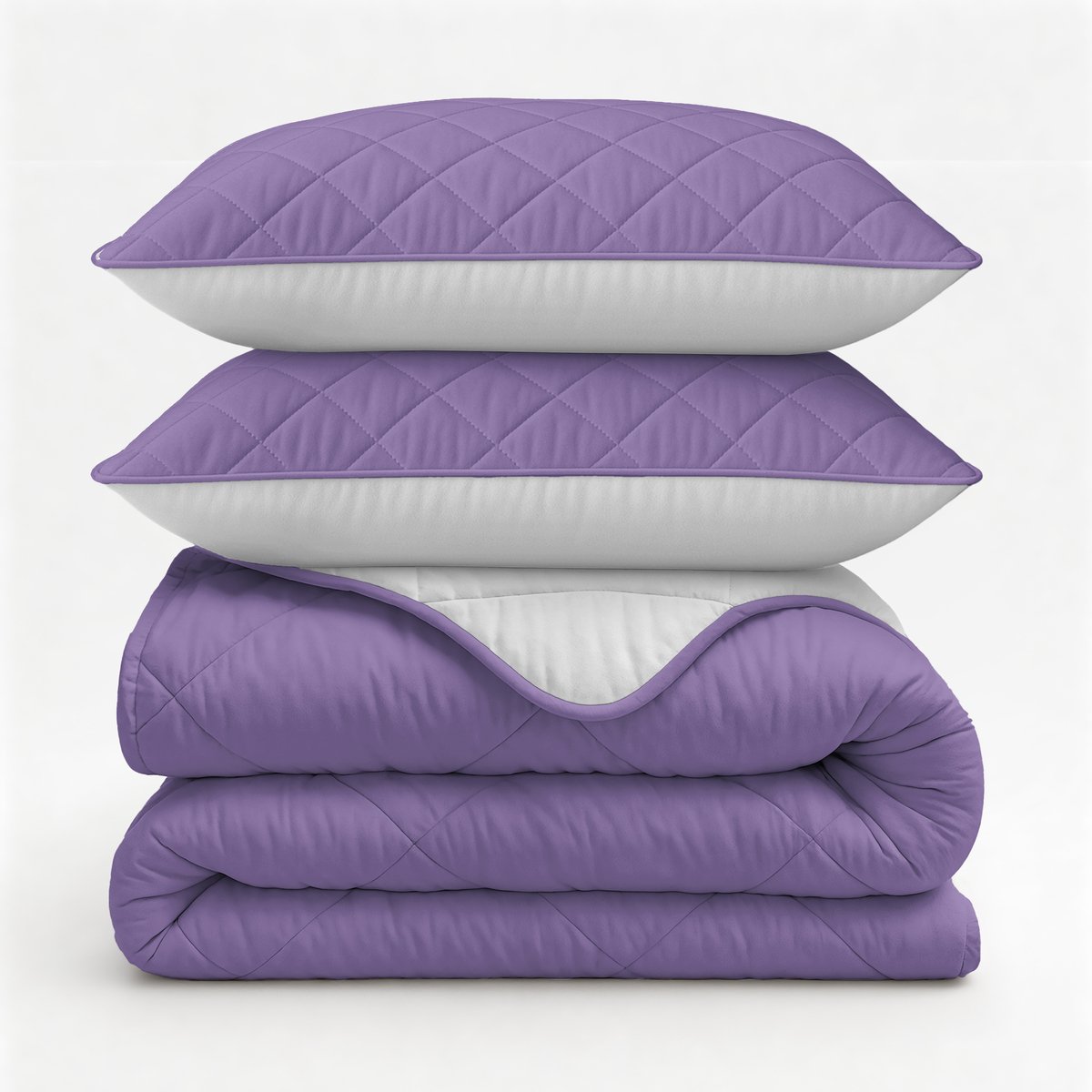 Sleeptime Dekbed zonder Overtrek - Wasbaar Dekbed - Inclusief Slopen 60x70 cm - Lits-jumeaux - 240x200 - Beige/Lavendel