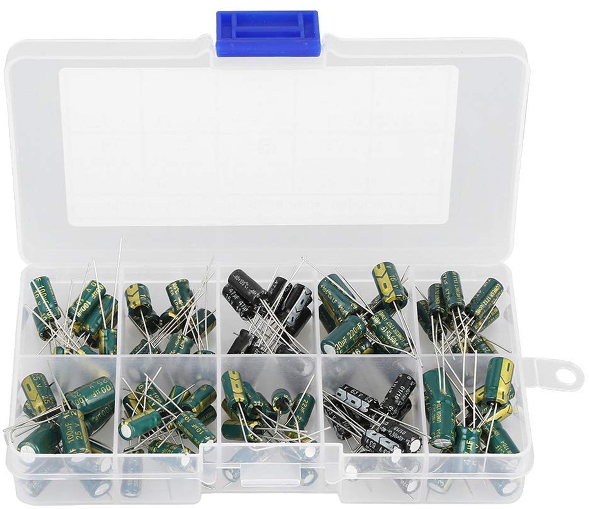 100 stuks 10 waarden 10V-63V audiocondensator geassorteerde kit