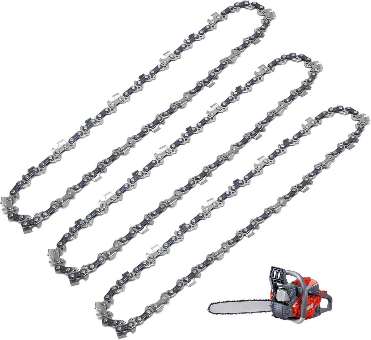 3 stuks 3/8 inch 1,3 mm 40 TG 10 inch zaagkettingen voor kettingzaag, vervangingskettingen voor tuinieren en bosbouw, geschikt voor 25 cm rail