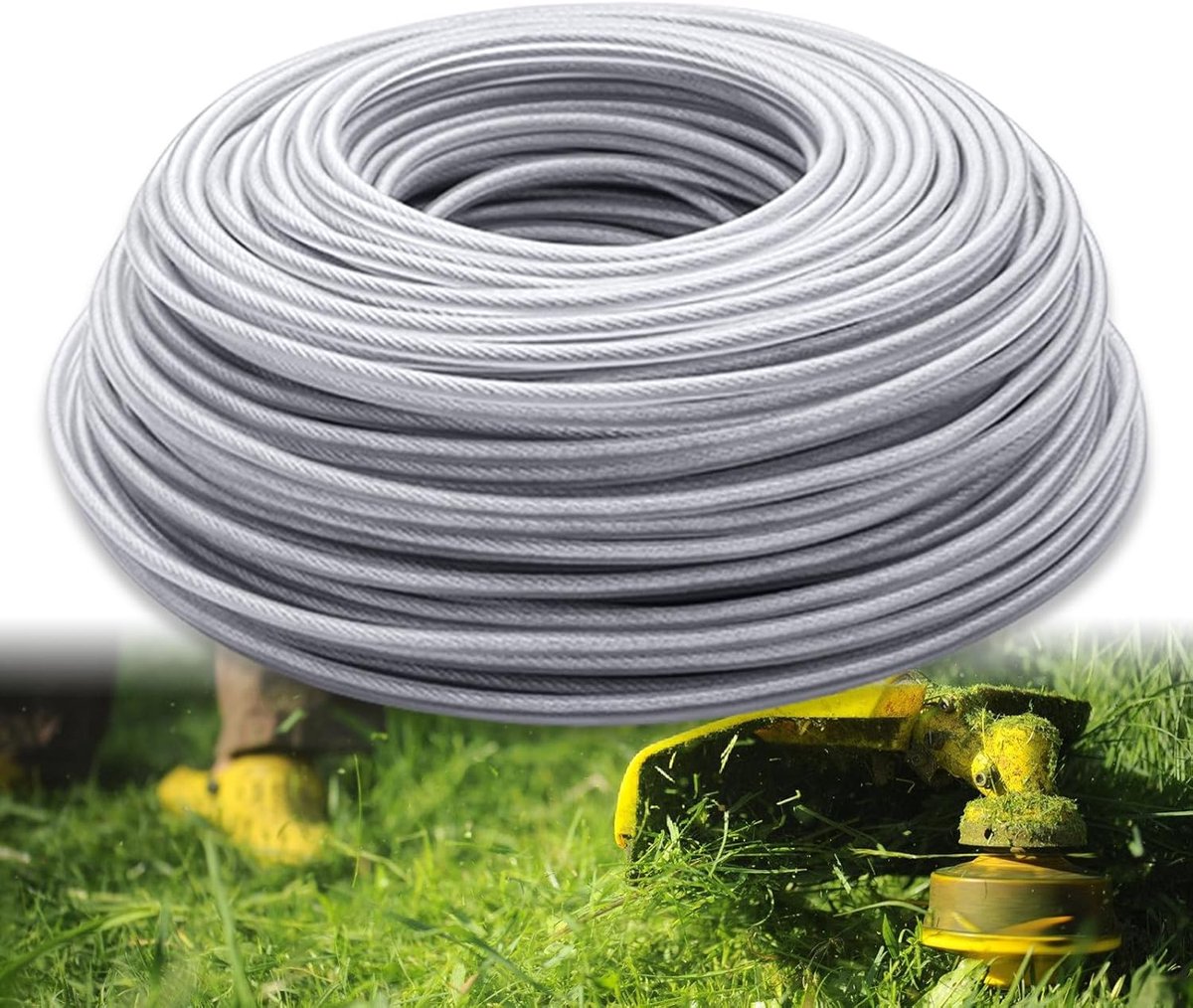 Draad voor bosmaaier, 40 m, reservedraad voor grastrimmer, staaldraad voor professionele bosmaaier, voor grastrimmer, erf of tuin