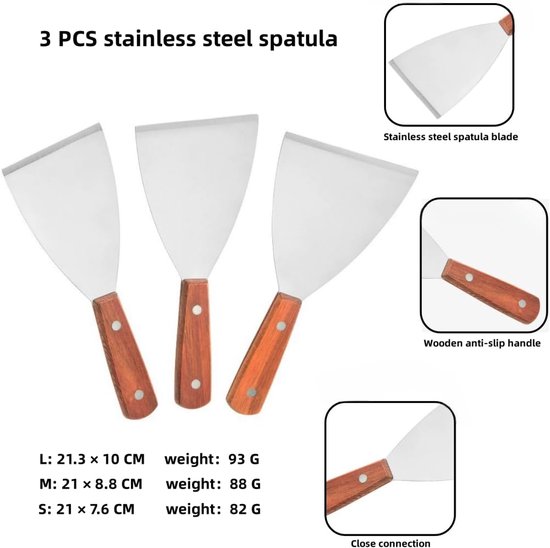 Roestvrij Staal, Grillspatel, Professionele Spatel, Pizzaspatel — afbeelding 5