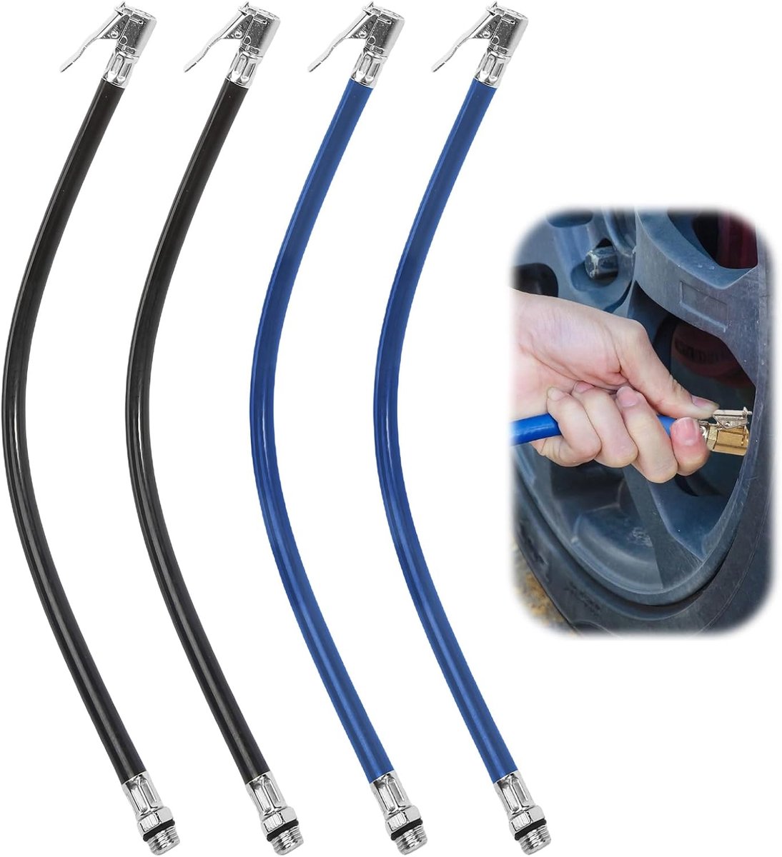 4 stuks bandenpomp slang 37 cm bandenpomp slang ventieverlenging autoventiel bandenpomp slang universele autoventiel verlenging adapter fietsventiel perslucht bandenpomp