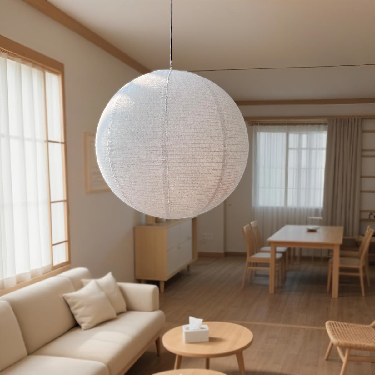 50Cm Ronde Linnen Lampenkap Vervangen Papier Lantaarns Handgemaakte Stof Lampenkap Linnen Lantaarn Voor Woonkamer Slaapkamer Art Minimalistisch