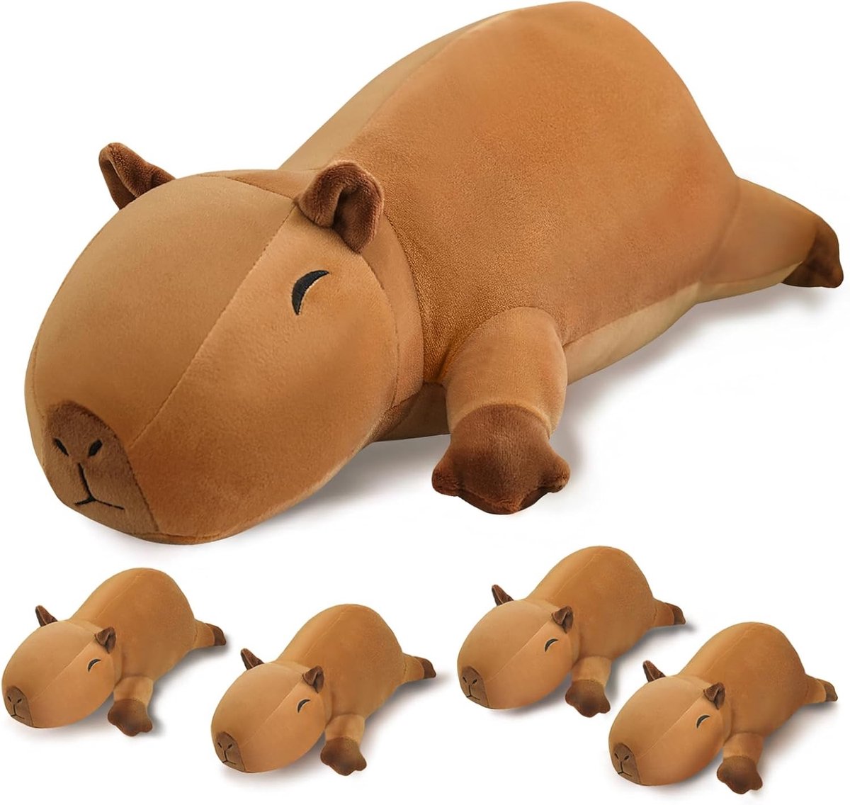 Schattige Capybara Pluche Dieren met 4 Baby's, Zachte Pluche Speelgoed voor Kinderen, Verjaardagscadeaus voor Meisjes en Jongens